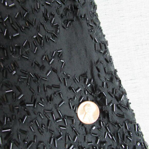 Vtg Stenay Black Beaded Evening Mermaid Dress Sz 10 Whimsigoth Prom Vamp 90s Y2K - Picture 6 of 14
